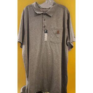Carhartt Polo T-Shirt Men XL Gray Short Sleeve Pocket Relaxed Fit Force NWT Cr50